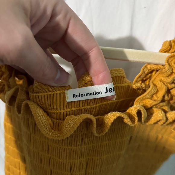 Reformation Mustard Ruffle Crop Top - Picture 3 of 5